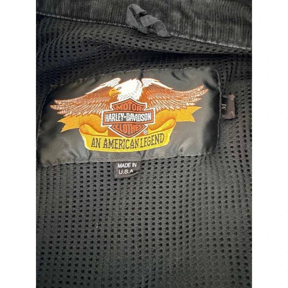 Harley Davidson Mens Black Bomber Jacket American Legend Mesh Lined Size M USA